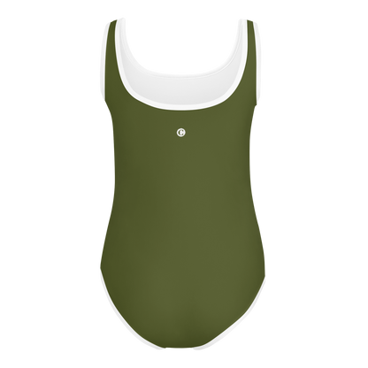 Michigan Upper Peninsula Toddler Swimsuit (w/ UP Outline) | Army Green