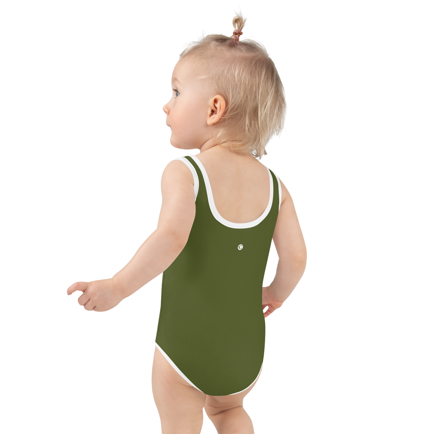 Michigan Upper Peninsula Toddler Swimsuit (w/ UP Outline) | Army Green