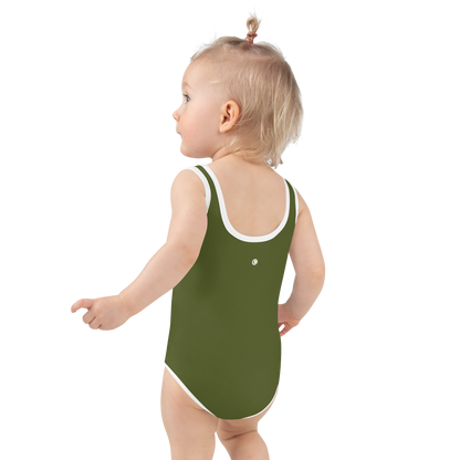 Michigan Upper Peninsula Toddler Swimsuit (w/ UP Outline) | Army Green