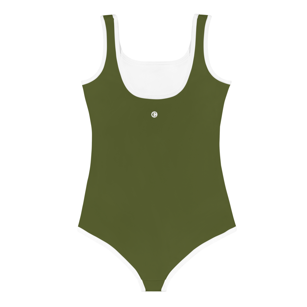 Michigan Upper Peninsula Toddler Swimsuit (w/ UP Outline) | Army Green