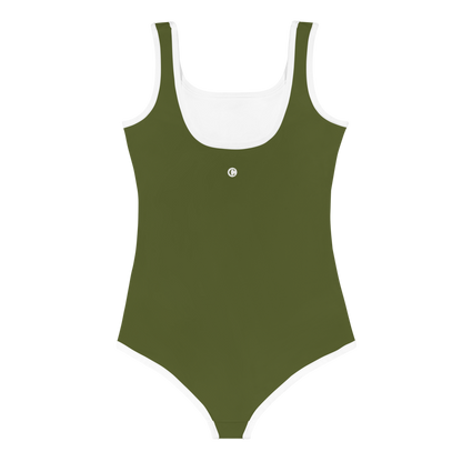 Michigan Upper Peninsula Toddler Swimsuit (w/ UP Outline) | Army Green