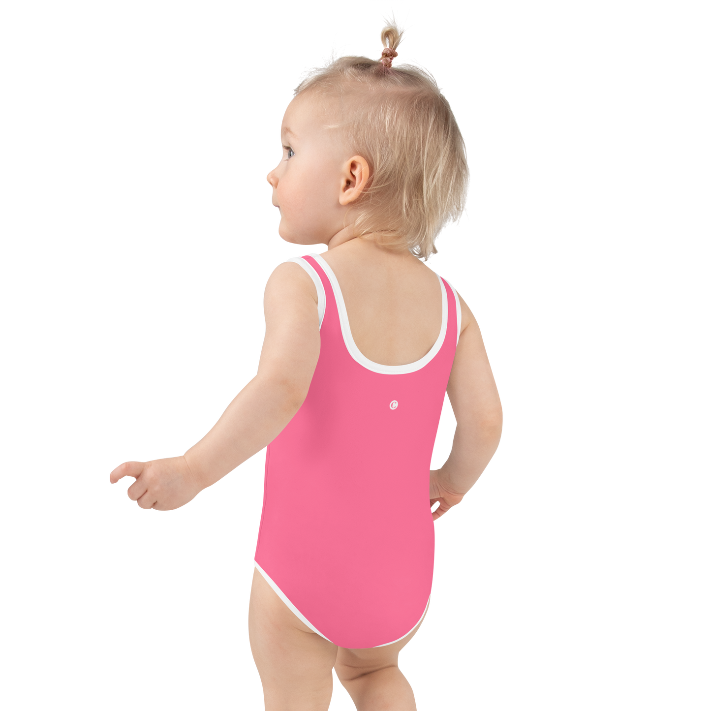 Michigan Upper Peninsula Toddler Swimsuit (w/ UP Outline) | Rhodochrosite Pink