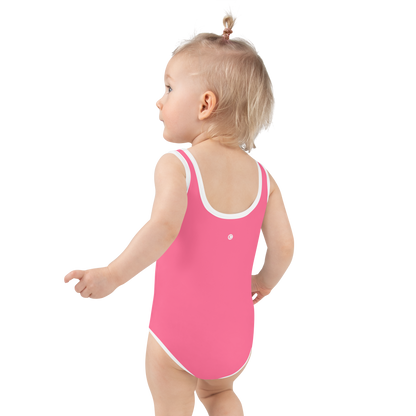 Michigan Upper Peninsula Toddler Swimsuit (w/ UP Outline) | Rhodochrosite Pink