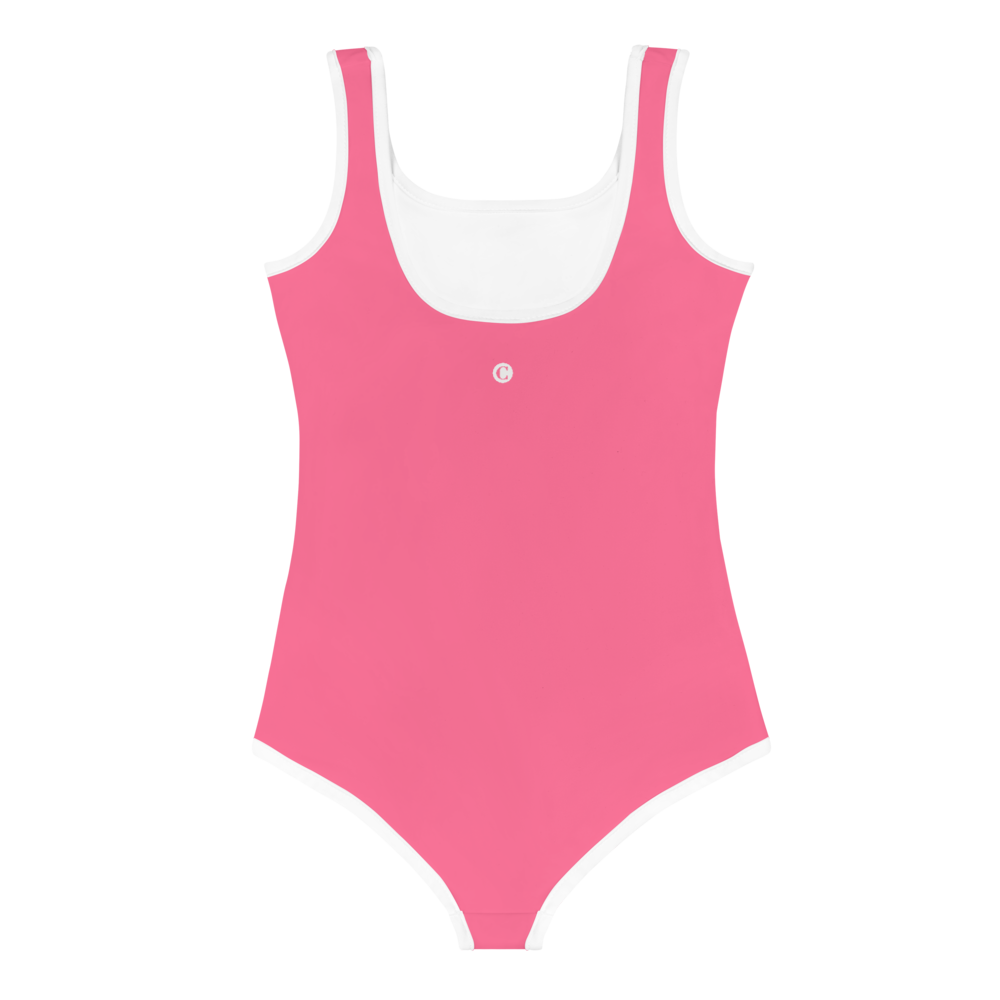 Michigan Upper Peninsula Toddler Swimsuit (w/ UP Outline) | Rhodochrosite Pink