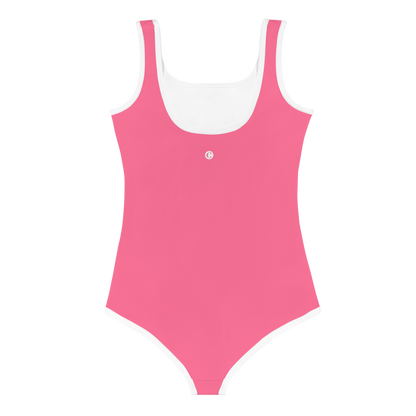 Michigan Upper Peninsula Toddler Swimsuit (w/ UP Outline) | Rhodochrosite Pink