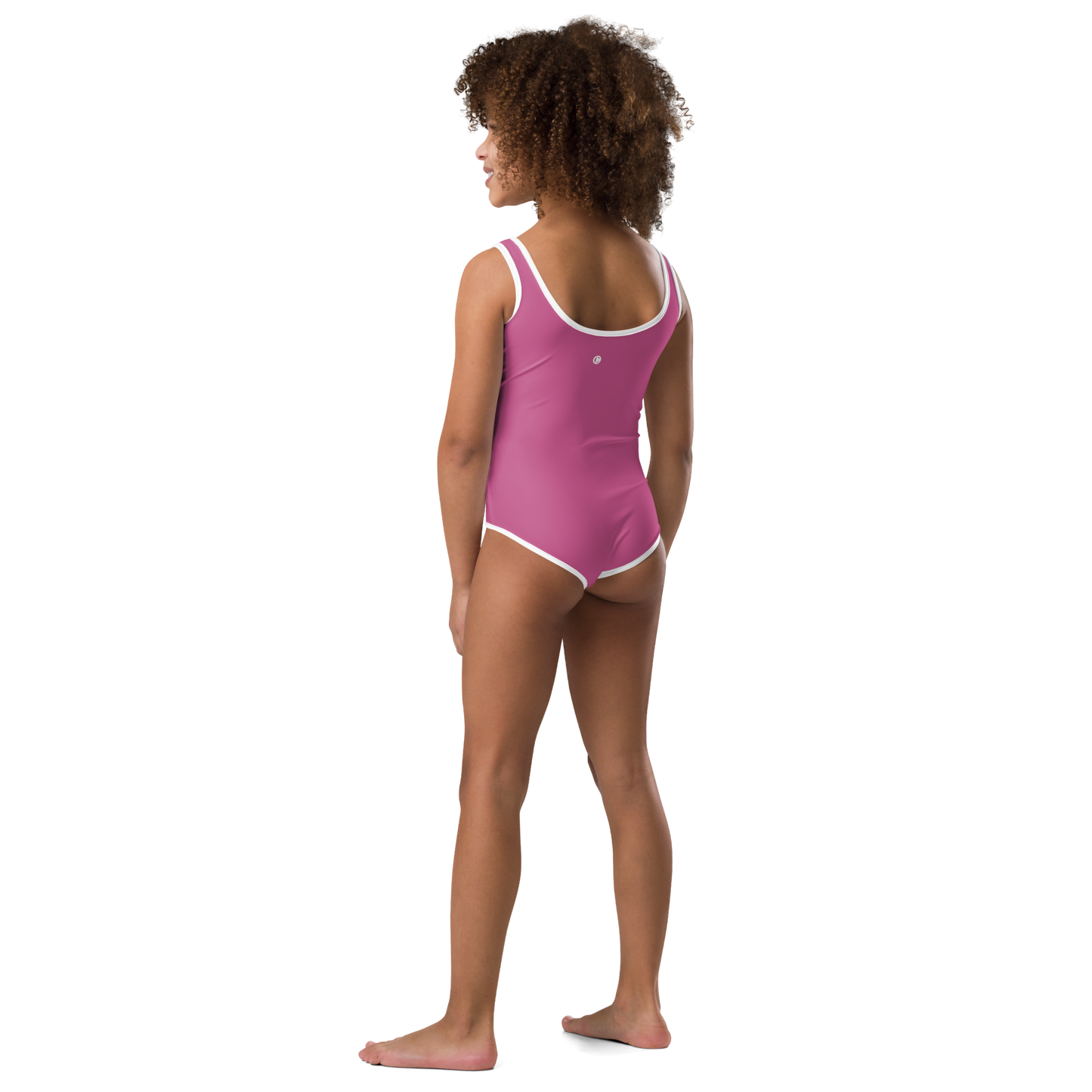 Michigan Upper Peninsula Toddler Swimsuit (w/ UP Outline) | Apple Blossom Pink