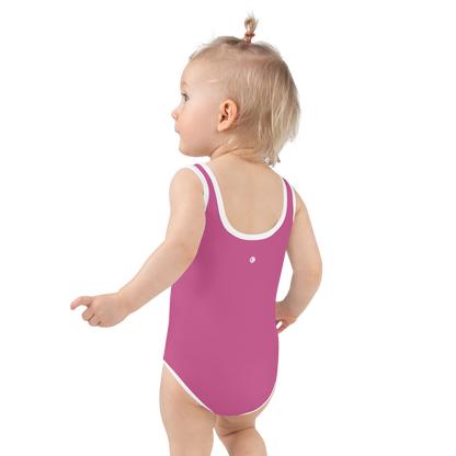 Michigan Upper Peninsula Toddler Swimsuit (w/ UP Outline) | Apple Blossom Pink