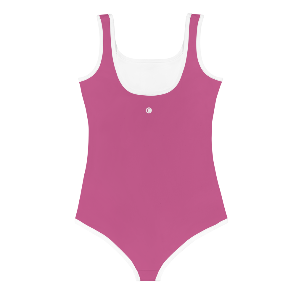 Michigan Upper Peninsula Toddler Swimsuit (w/ UP Outline) | Apple Blossom Pink