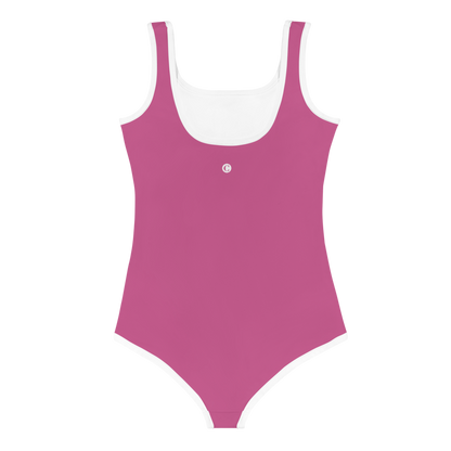 Michigan Upper Peninsula Toddler Swimsuit (w/ UP Outline) | Apple Blossom Pink