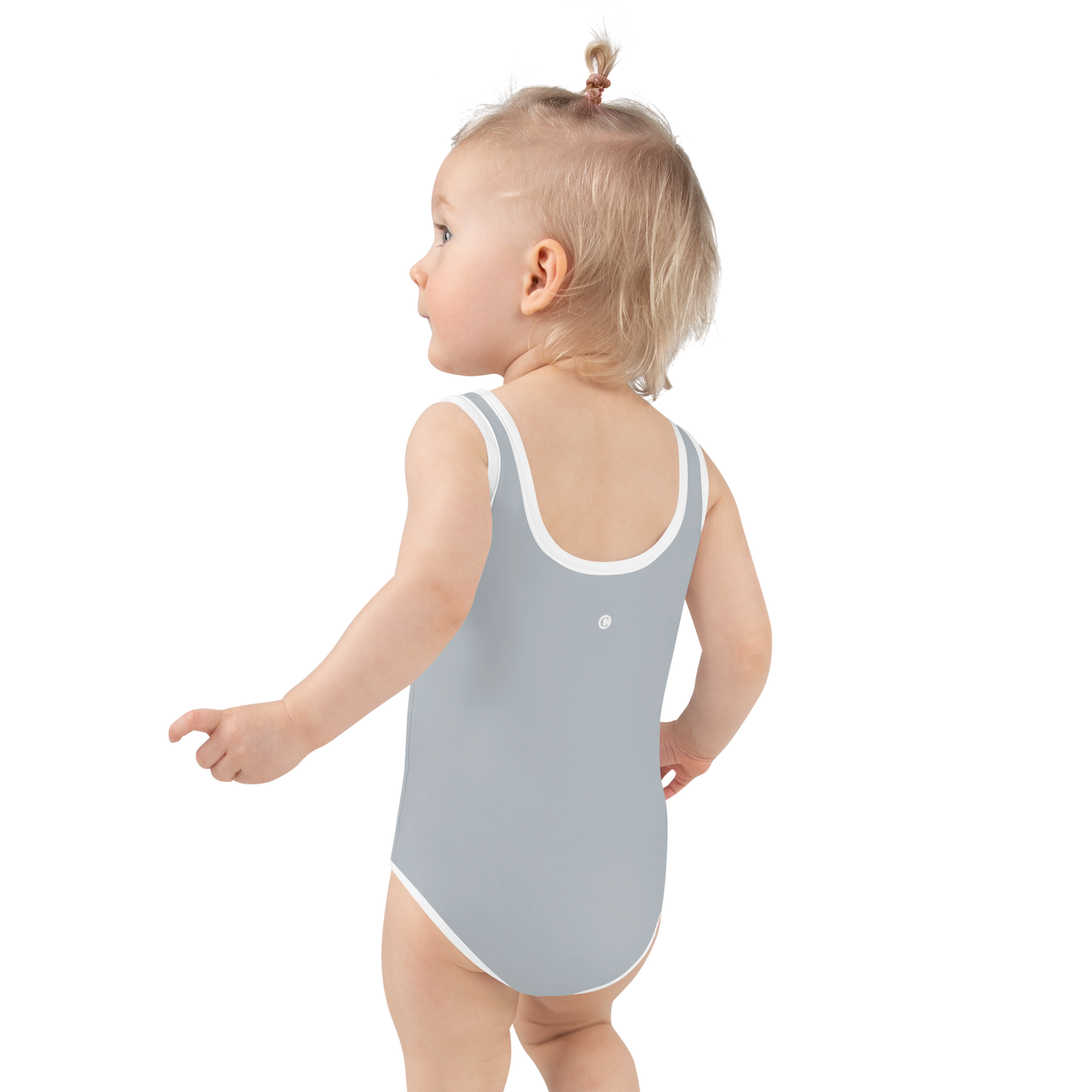 Michigan Upper Peninsula Toddler Swimsuit (w/ UP Outline) | Silver