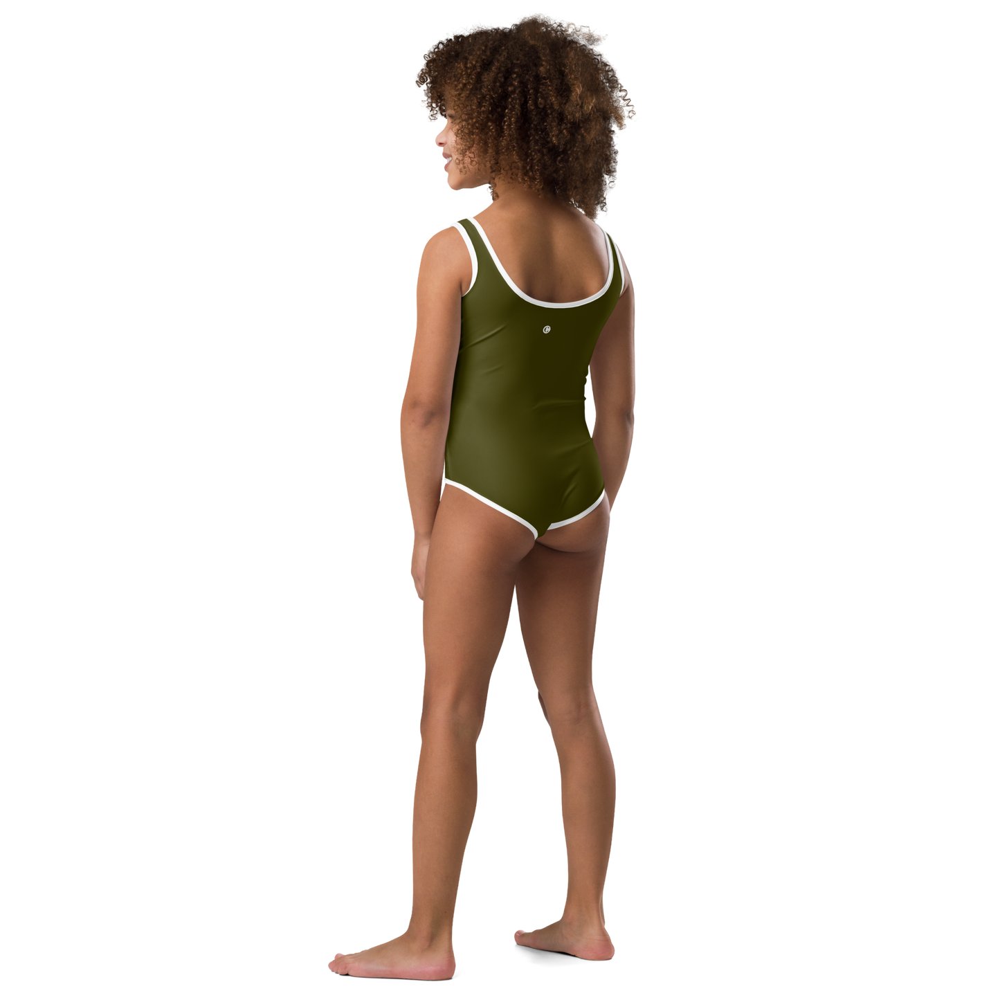 Michigan Upper Peninsula Toddler Swimsuit (w/ UP Outline) | Military Green