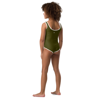 Michigan Upper Peninsula Toddler Swimsuit (w/ UP Outline) | Military Green