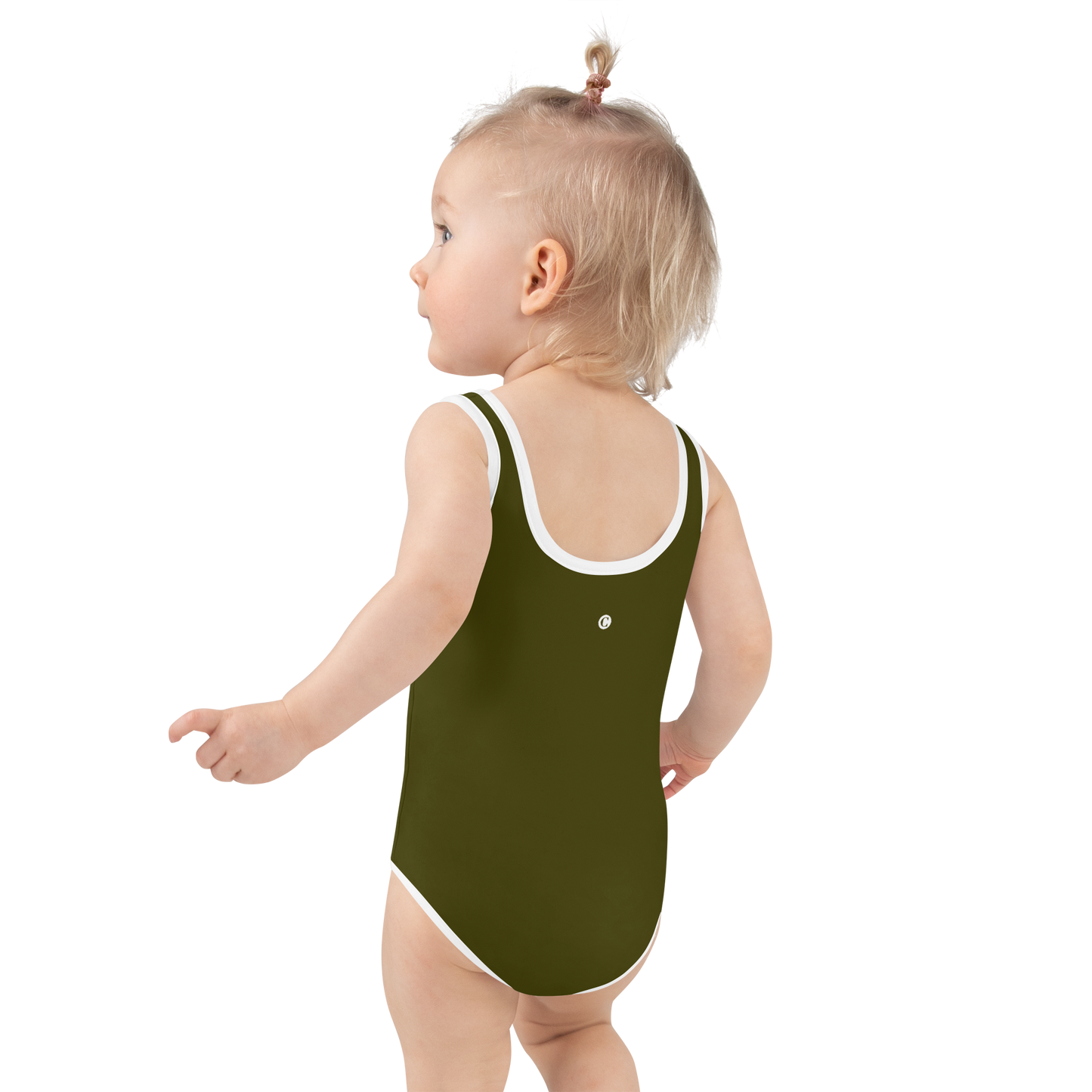 Michigan Upper Peninsula Toddler Swimsuit (w/ UP Outline) | Military Green