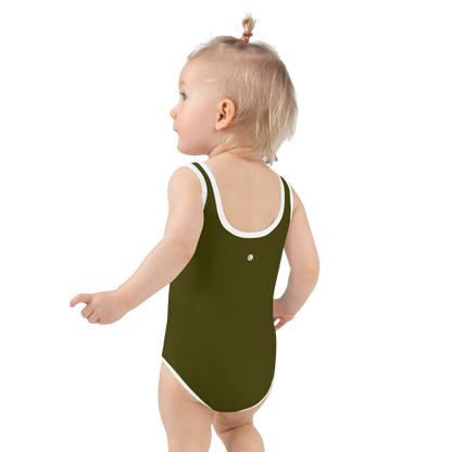 Michigan Upper Peninsula Toddler Swimsuit (w/ UP Outline) | Military Green