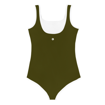 Michigan Upper Peninsula Toddler Swimsuit (w/ UP Outline) | Military Green