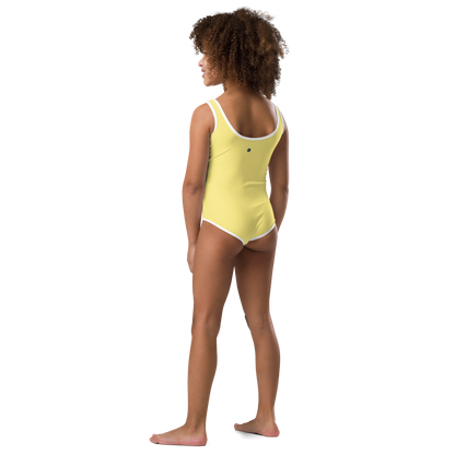 Michigan Upper Peninsula Toddler Swimsuit (w/ UP Outline) | Cherry Yellow