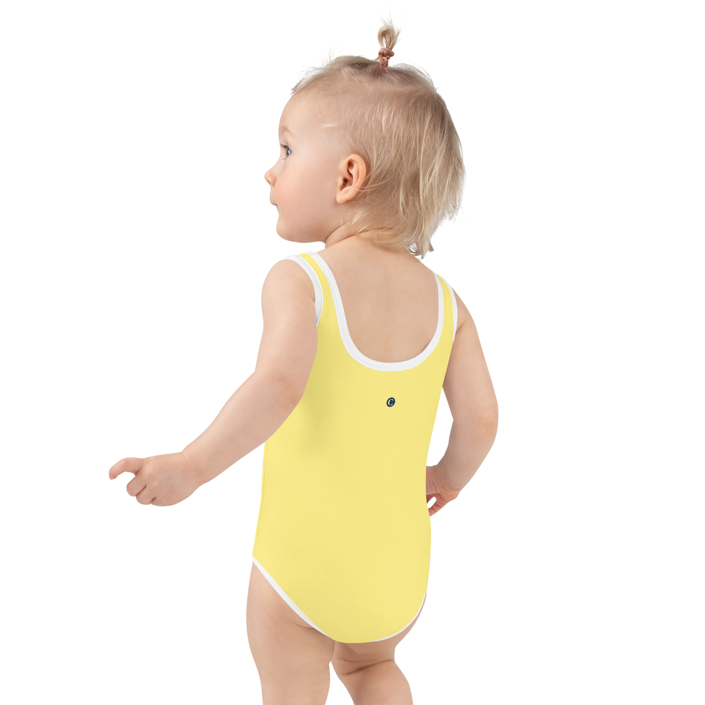 Michigan Upper Peninsula Toddler Swimsuit (w/ UP Outline) | Cherry Yellow