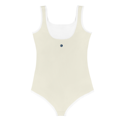 Michigan Upper Peninsula Toddler Swimsuit (w/ UP USA Flag) | Ivory White