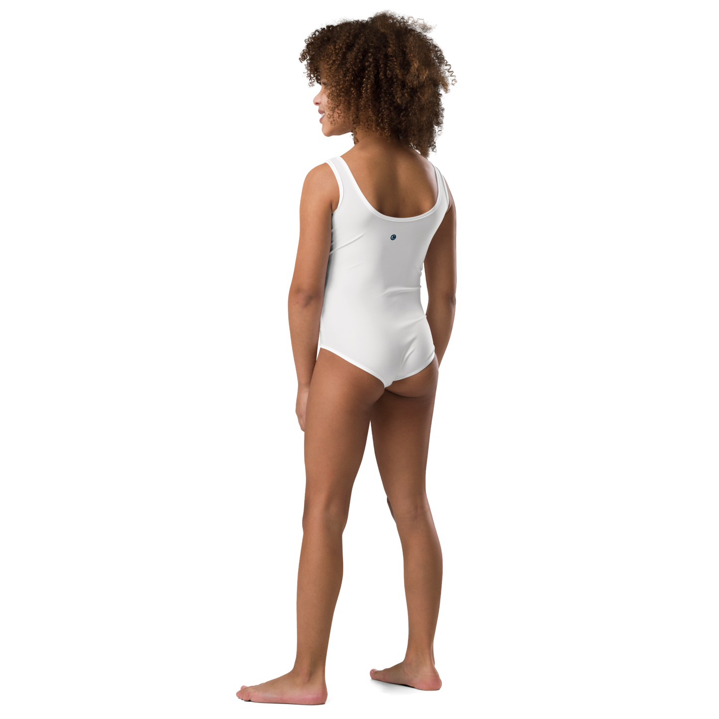 Michigan Upper Peninsula Toddler Swimsuit (w/ UP USA Flag) | Birch Bark White