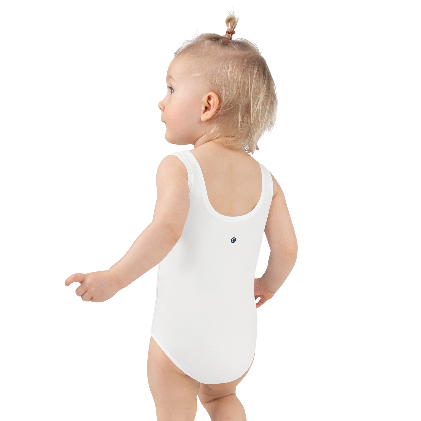 Michigan Upper Peninsula Toddler Swimsuit (w/ UP USA Flag) | Birch Bark White