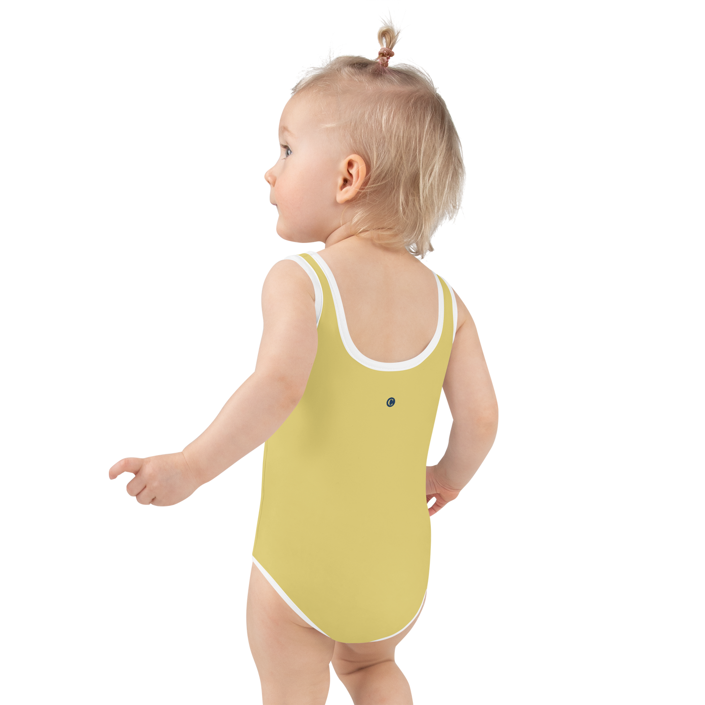 Michigan Upper Peninsula Toddler Swimsuit (w/ UP USA Flag) | Plum Yellow