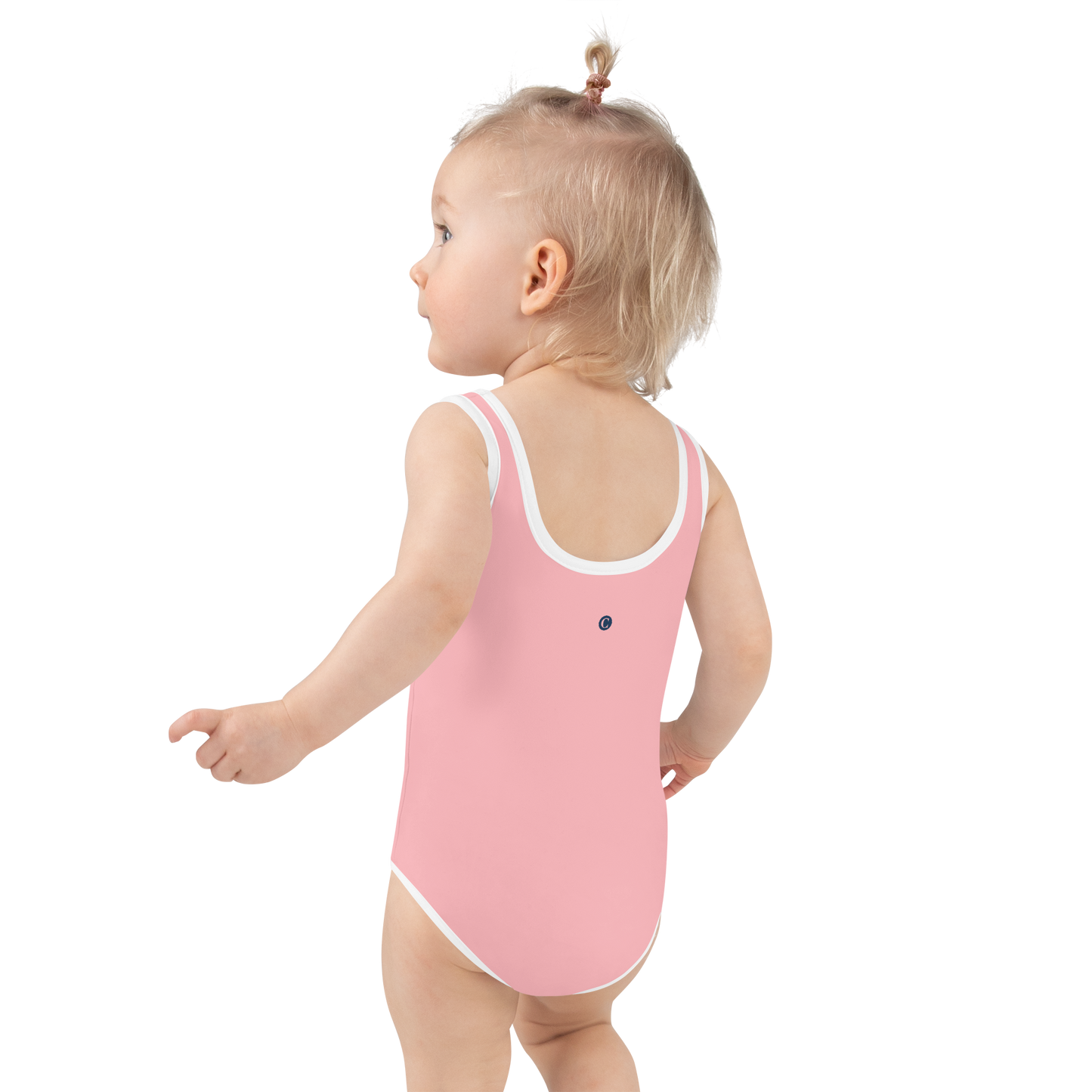 Michigan Upper Peninsula Toddler Swimsuit (w/ UP USA Flag) | Strawberry Pink