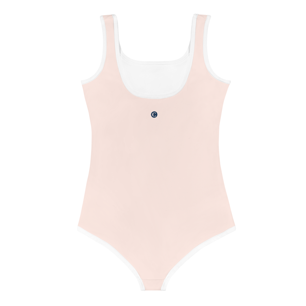 Michigan Upper Peninsula Toddler Swimsuit (w/ UP USA Flag) | Champagne Pink