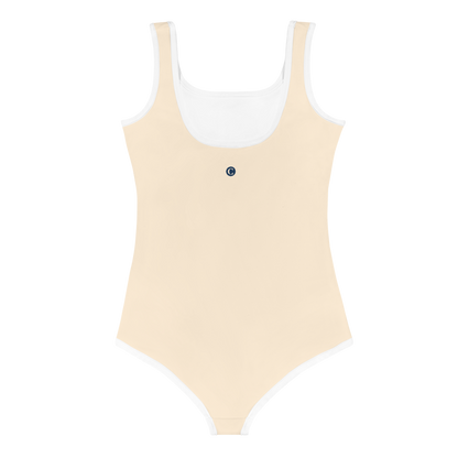 Michigan Upper Peninsula Toddler Swimsuit (w/ UP USA Flag) | Champagne White