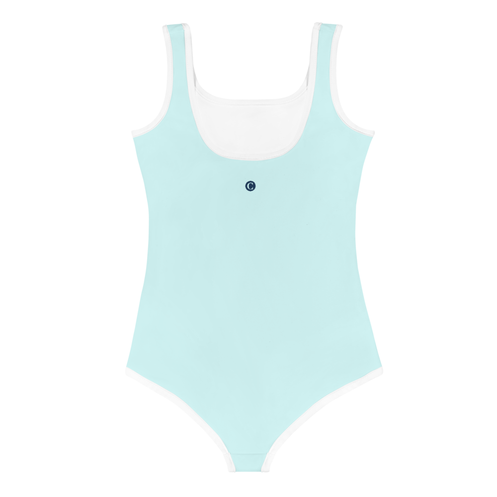 Michigan Upper Peninsula Toddler Swimsuit (w/ UP USA Flag) | Cyan