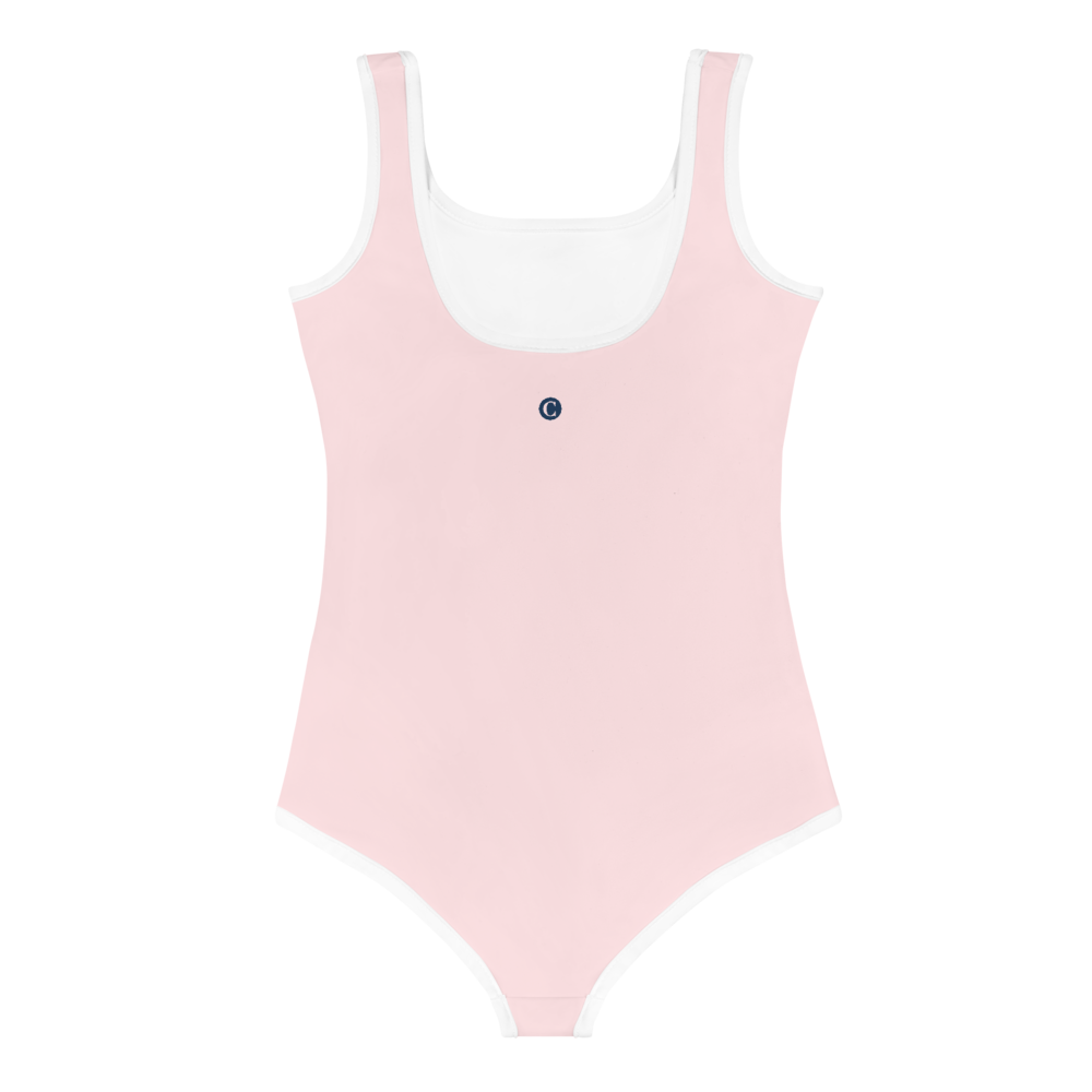 Michigan Upper Peninsula Toddler Swimsuit (w/ UP USA Flag) | Pale Pink