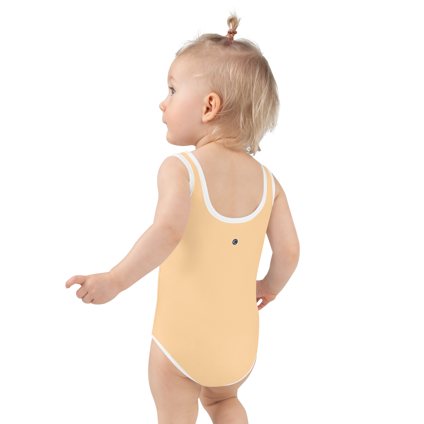 Michigan Upper Peninsula Toddler Swimsuit (w/ UP USA Flag) | Pale Apricot