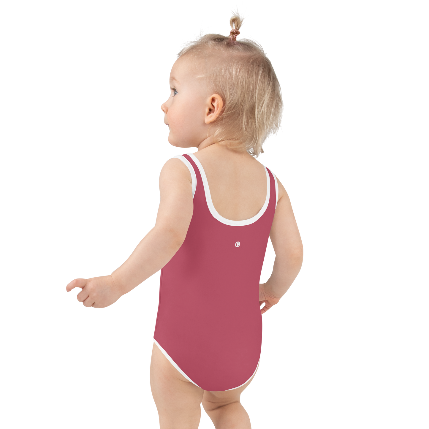 Michigan Upper Peninsula Toddler Swimsuit (w/ UP USA Flag) | Popstar Pink