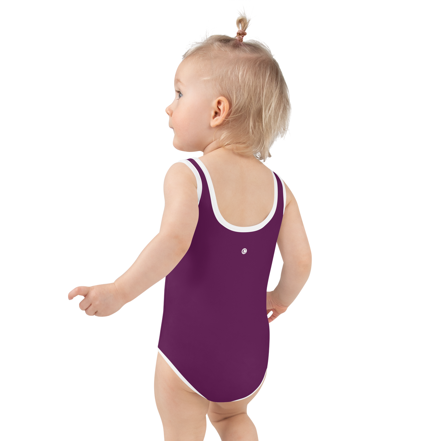 Michigan Upper Peninsula Toddler Swimsuit (w/ UP USA Flag) | Tyrian Purple