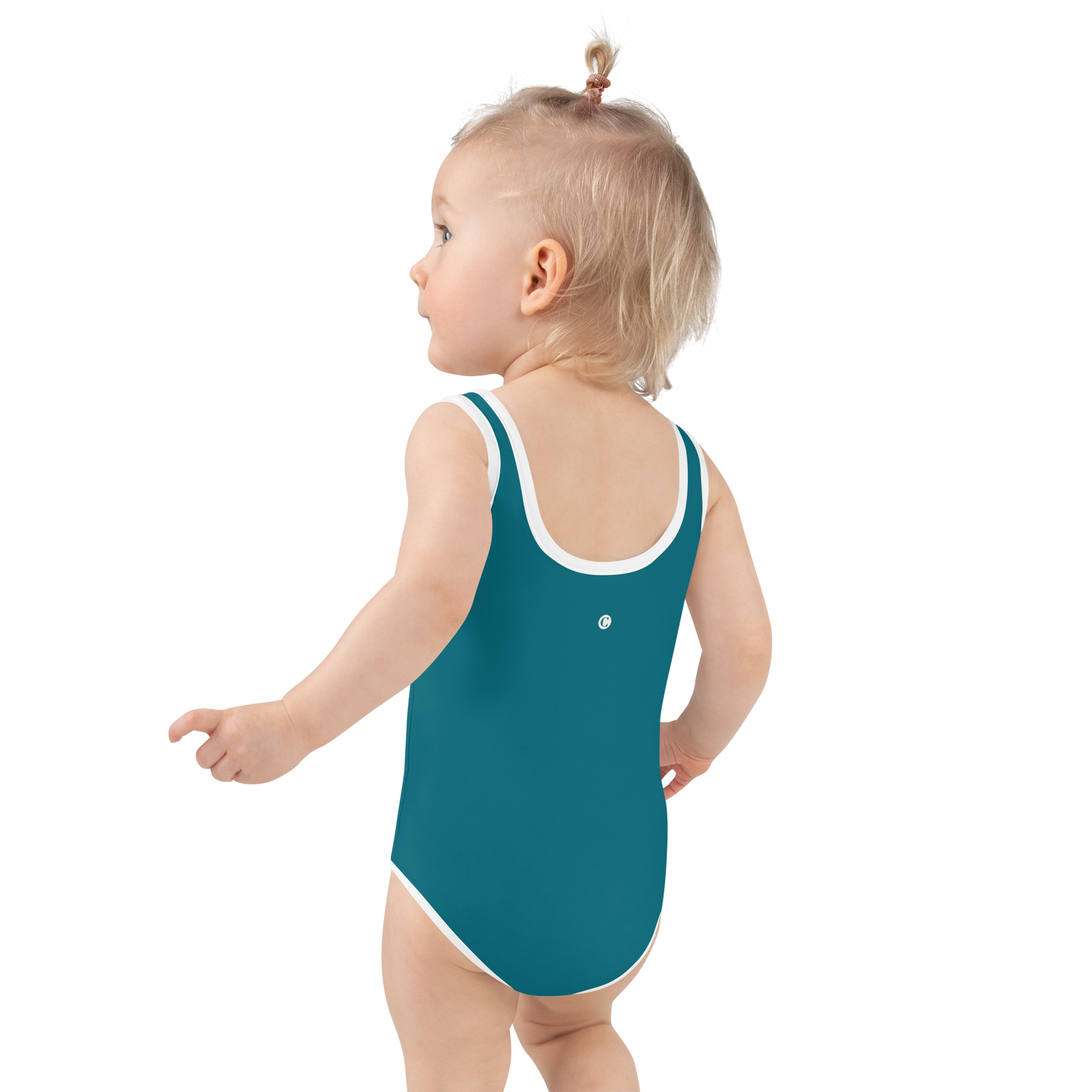 Michigan Upper Peninsula Toddler Swimsuit (w/ UP USA Flag) | Auburn Hills Teal