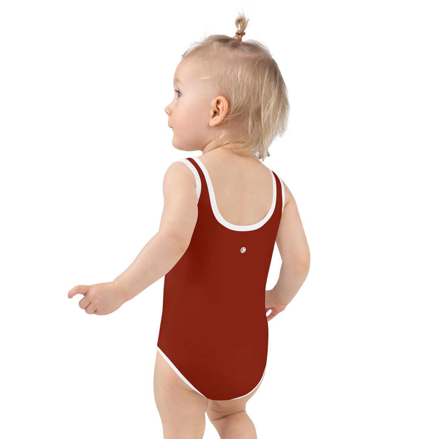 Michigan Upper Peninsula Toddler Swimsuit (w/ UP USA Flag) | Cherryland Red