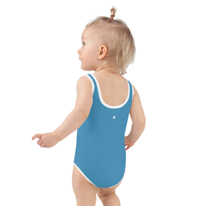 Michigan Upper Peninsula Toddler Swimsuit (w/ UP USA Flag) | Lake Michigan Blue