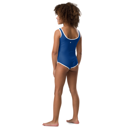 Michigan Upper Peninsula Toddler Swimsuit (w/ UP USA Flag) | Dearborn Blue