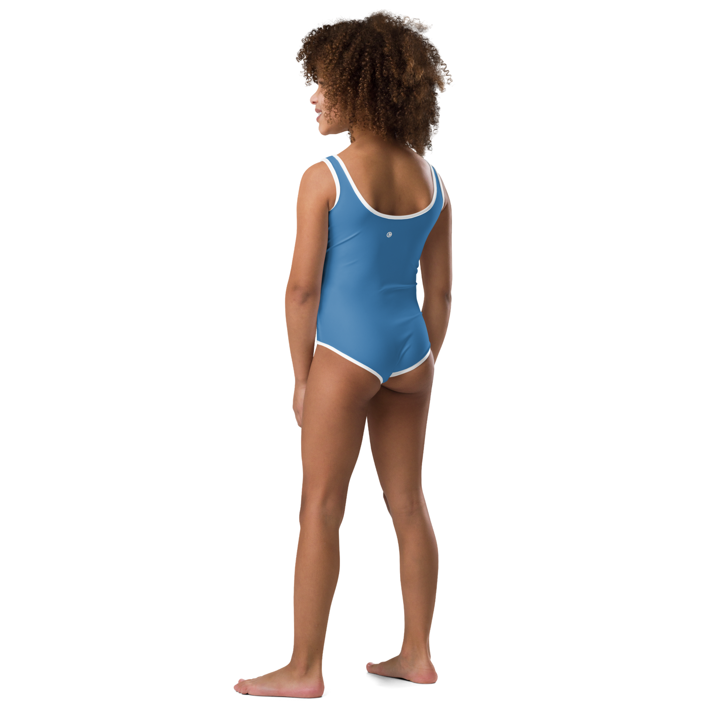 Michigan Upper Peninsula Toddler Swimsuit (w/ UP USA Flag) | Lake Superior Blue