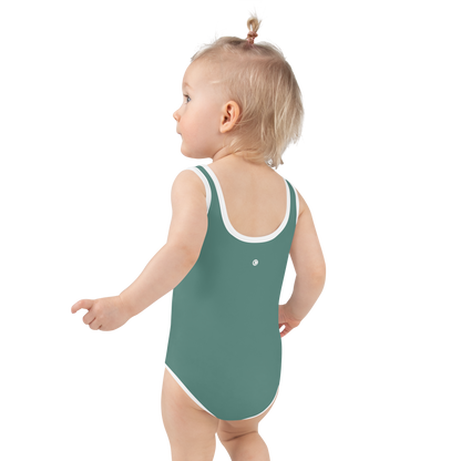 Michigan Upper Peninsula Toddler Swimsuit (w/ UP USA Flag) | Copper Green