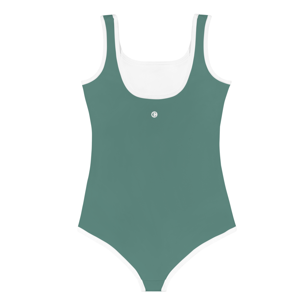 Michigan Upper Peninsula Toddler Swimsuit (w/ UP USA Flag) | Copper Green