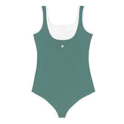 Michigan Upper Peninsula Toddler Swimsuit (w/ UP USA Flag) | Copper Green