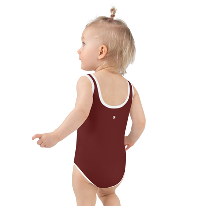 Michigan Upper Peninsula Toddler Swimsuit (w/ UP USA Flag) | Cherrywood Color