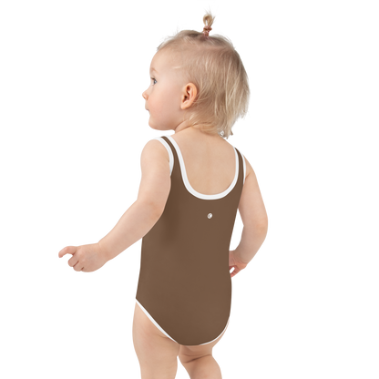 Michigan Upper Peninsula Toddler Swimsuit (w/ UP USA Flag) | Coffee Background