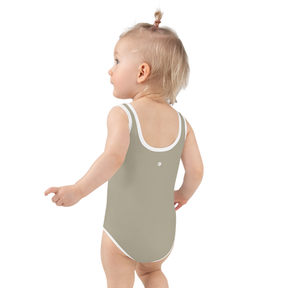 Michigan Upper Peninsula Toddler Swimsuit (w/ UP USA Flag) | Petoskey Stone Beige