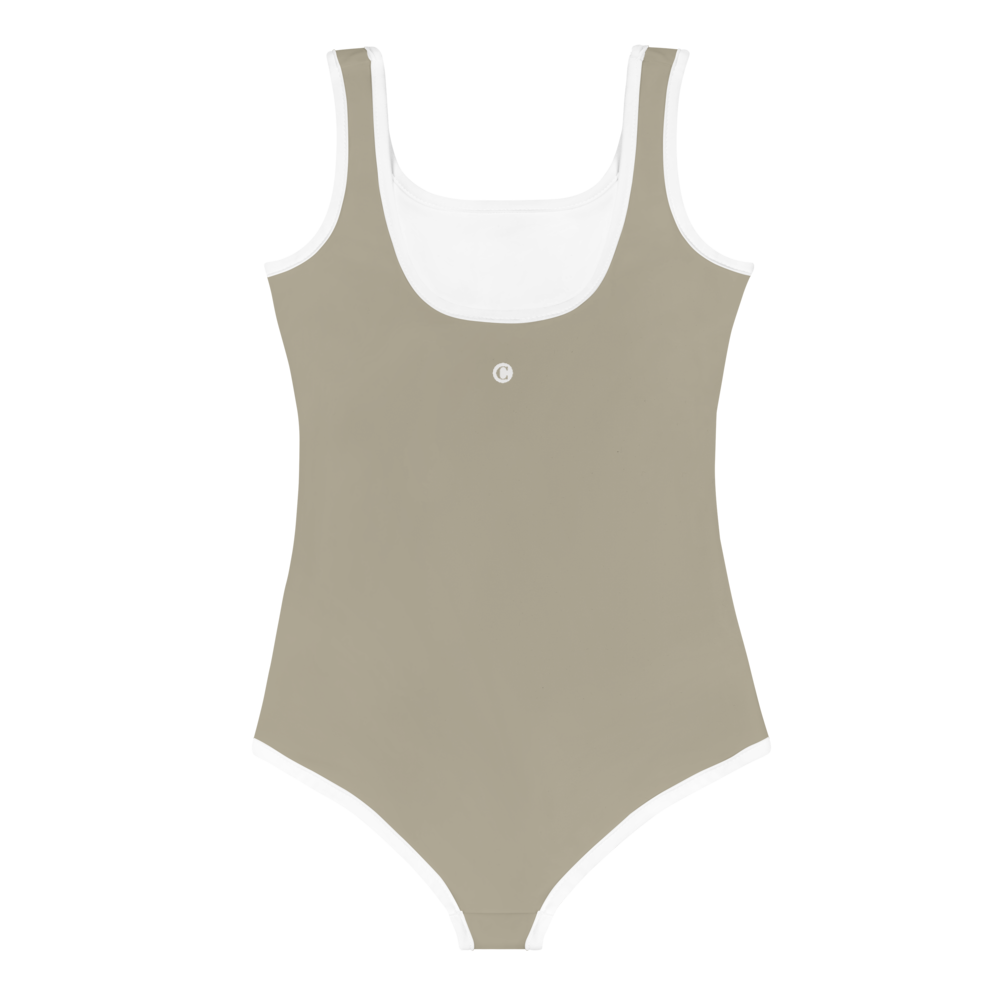 Michigan Upper Peninsula Toddler Swimsuit (w/ UP USA Flag) | Petoskey Stone Beige