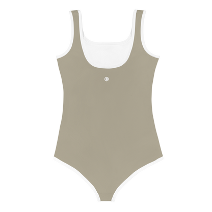 Michigan Upper Peninsula Toddler Swimsuit (w/ UP USA Flag) | Petoskey Stone Beige