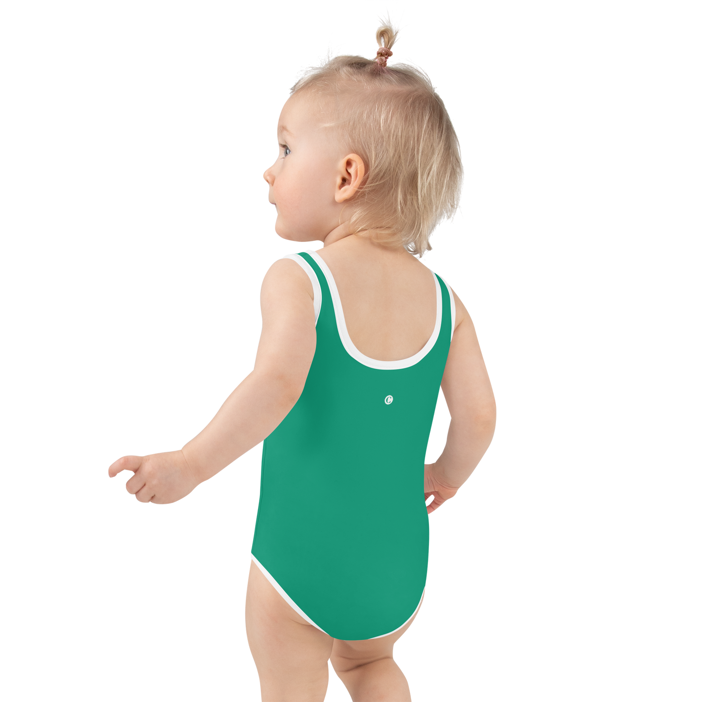 Michigan Upper Peninsula Toddler Swimsuit (w/ UP USA Flag) | Emerald Green