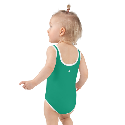 Michigan Upper Peninsula Toddler Swimsuit (w/ UP USA Flag) | Emerald Green