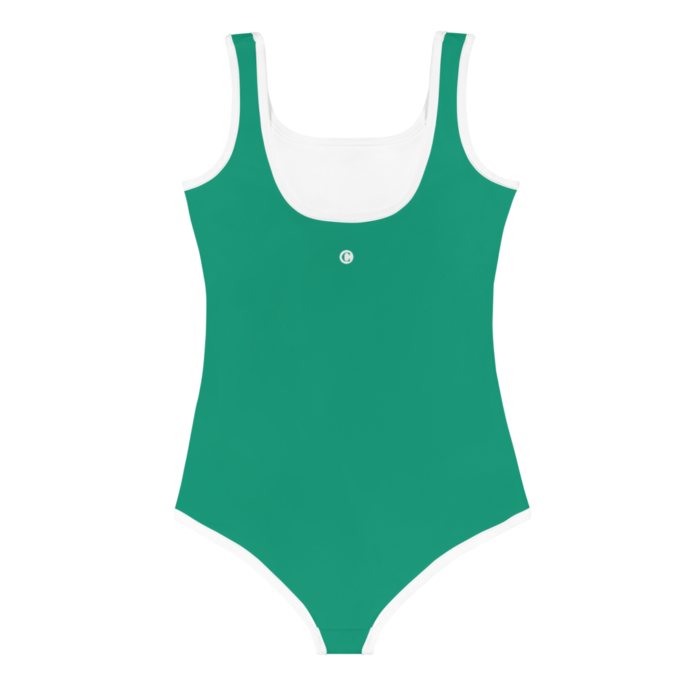 Michigan Upper Peninsula Toddler Swimsuit (w/ UP USA Flag) | Emerald Green