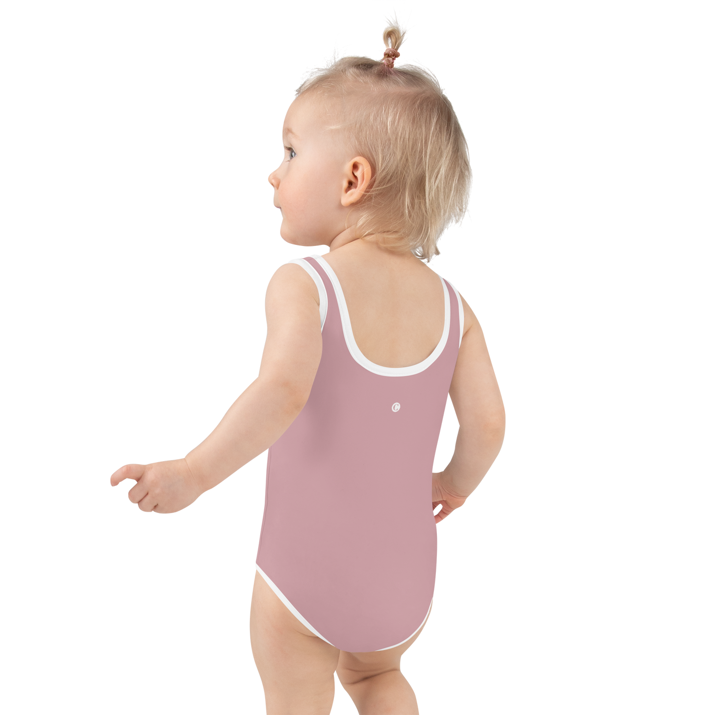 Michigan Upper Peninsula Toddler Swimsuit (w/ UP USA Flag) | Cherry Blossom Pink